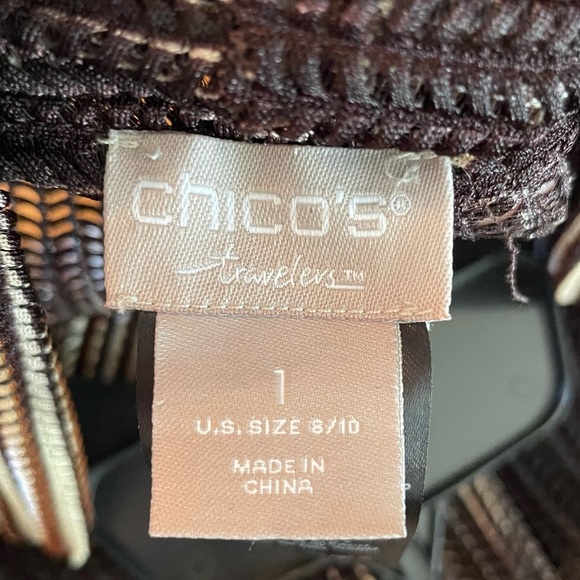 Chico's Travelers 3/4 Sleeve Waterfall Hem Open Weave Open Front Cardigan - Picture 10 of 11